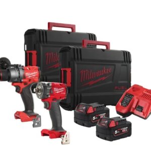 Kit Milwaukee Trapano FPD3 con percussione M18 + Avvitatore impulsi + 2 batterie 5AH FPP2B3-502X
