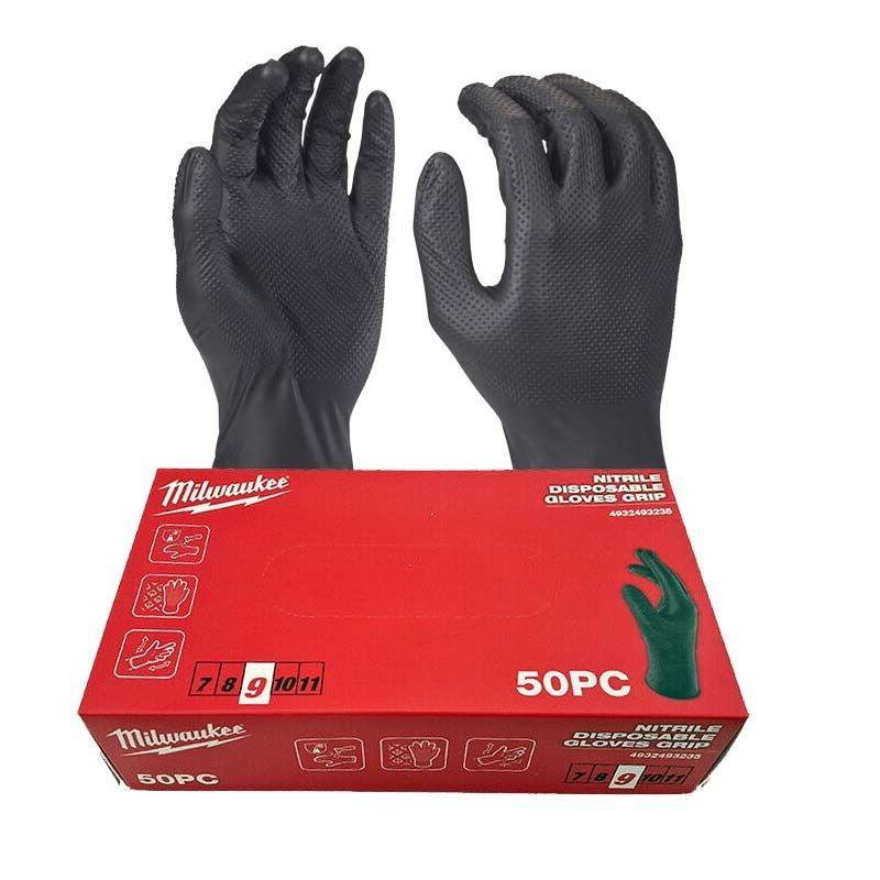 Guanti in nitrile monouso neri Milwaukee - box 50 pezzi - immagine 2