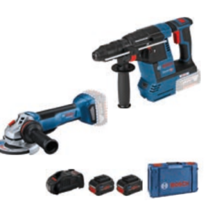 KIT 2 utensili BOSCH miniangolare GWS 18V-10 P + martello perforatore GBH 18V-26